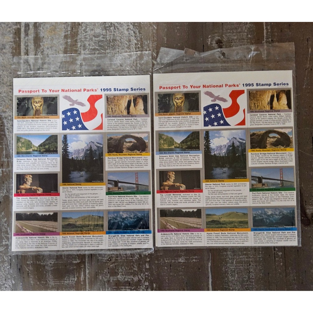 VTG Passport To Your National Parks (2) 1995 Stamp Series Set of 2 Collectible